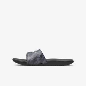 Kids' Nike Kawa SE Older Slides Black / Platinum | NK234ZVX