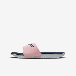 Kids' Nike Kawa SE Older Slides Pink / Navy / Metal Silver | NK390KYC