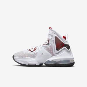 Kids' Nike LeBron 19 Older Basketball Shoes White / Black / Red | NK315BRW