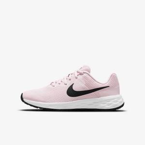 Kids' Nike Revolution 6 Older Road Running Shoes Pink / Black | NK027CBF