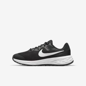 Kids' Nike Revolution 6 Older Road Running Shoes Black / Dark Grey / White | NK296YXB