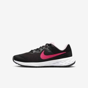 Kids' Nike Revolution 6 Older Road Running Shoes Black / Pink | NK402VPZ