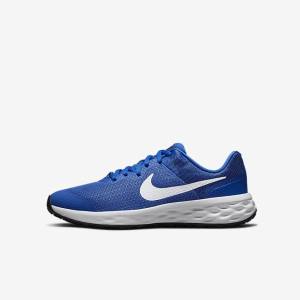 Kids' Nike Revolution 6 Older Road Running Shoes Royal / Black / White | NK540VMZ