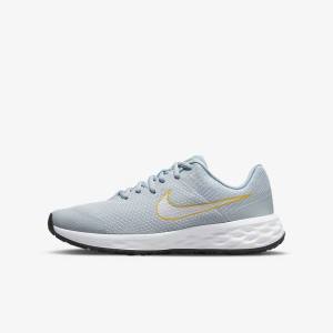 Kids' Nike Revolution 6 Older Road Running Shoes Blue / Multicolor | NK980OLV