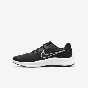 Kids' Nike Star Runner 3 Older Road Running Shoes Black / Dark Grey | NK179LAW