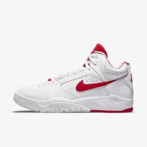 Men's Nike Air Flight Lite Mid Sneakers White / Red | NK346ZWB