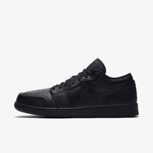 Men's Nike Air Jordan 1 Low Sneakers Black | NK301YZV