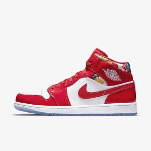 Men's Nike Air Jordan 1 Mid SE Jordan Shoes Red / Navy / White | NK709VJC