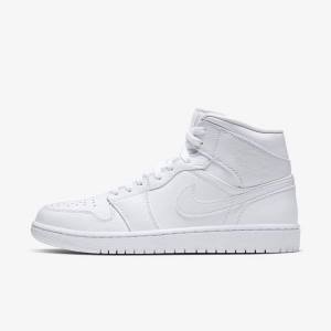 Men's Nike Air Jordan 1 Mid Sneakers White | NK024BCR