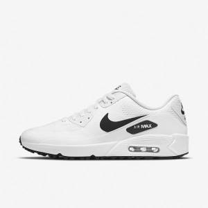 Men's Nike Air Max 90 G Golf Shoes White / Black | NK692NQL