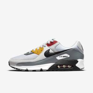 Men's Nike Air Max 90 Premium Sneakers White / Grey / Black | NK962EFY