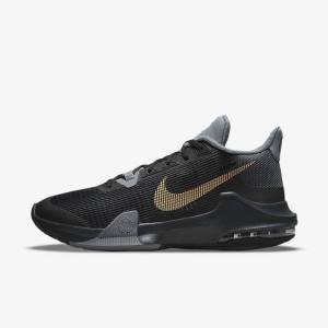 Men's Nike Air Max Impact 3 Basketball Shoes Black / Grey / Dark Grey / Metal Gold | NK401SYI