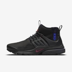 Men's Nike Air Presto Mid Utility Sneakers Black / Dark Grey / Blue / Red | NK457ETN