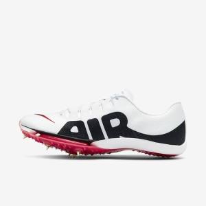 Men's Nike Air Zoom Maxfly More Uptempo Athletics Sprinting Spikes Running Shoes White / Red / Black | NK172TYS