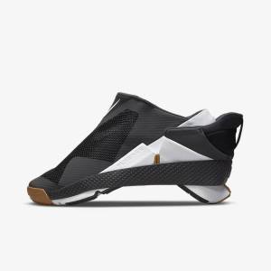 Men's Nike Go FlyEase Sneakers Black / Dark Grey / Gold / White | NK021OWV