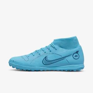 Men's Nike Mercurial Superfly 8 Club TF Turf Football Shoes Blue / Orange | NK301QIF