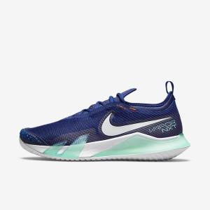 Men's Nike NikeCourt React Vapor NXT Hard-Court Tennis Shoes Royal Blue / Turquoise / Orange / White | NK420DRI