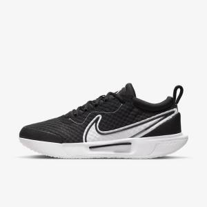 Men's Nike NikeCourt Zoom Pro Hard Court Tennis Shoes Black / White | NK473OUV