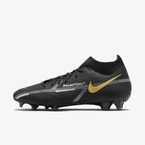 Men's Nike Phantom GT2 Academy Dynamic Fit MG Multi-Ground Football Shoes Black / Metal Gold / Dark Grey / Metal Dark Grey | NK381RHG