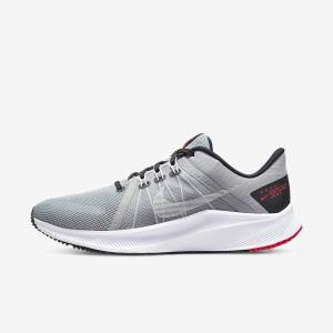 Men's Nike Quest 4 Road Running Shoes Light Grey / Black / Red / White | NK632TZW