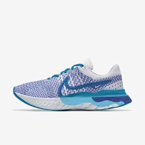 Men's Nike React Infinity Run 3 By You Custom Road Running Shoes White / Blue / White | NK432CDR