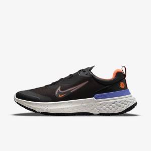 Men's Nike React Miler 2 Shield Weatherised Road Running Shoes Black / Orange / Indigo | NK093VTF