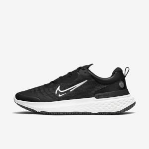 Men's Nike React Miler 2 Shield Weatherised Road Running Shoes Black / Light Grey / Platinum | NK842ILU