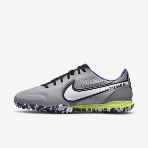 Men's Nike React Tiempo Legend 9 Pro TF Turf Football Shoes Light Grey / White | NK092QUB