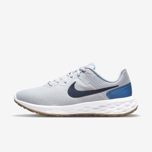 Men's Nike Revolution 6 Next Nature Road Running Shoes Platinum / Dark Blue / Blue | NK319LWR