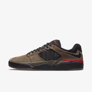 Men's Nike SB Ishod Wair Skate Shoes Light Olive / Light Olive / Red / Black | NK137UAJ