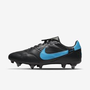 Men's Nike The Premier 3 SG-PRO Anti-Clog Traction Soft-Ground Football Shoes Black / Blue | NK485DQA