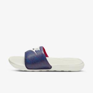 Men's Nike Victori One Printed Slides Blue / Dark Blue / Red | NK806AHL