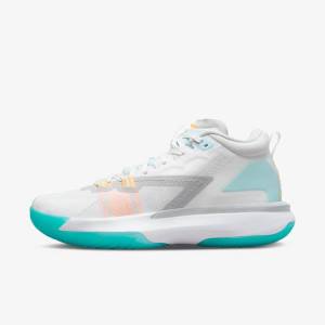 Men's Nike Zion 1 Basketball Shoes White / Orange / Turquoise / Black | NK438YKW