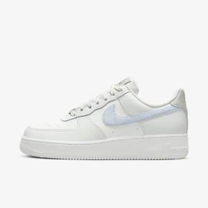 Women's Nike Air Force 1 07 Sneakers White / Metal Silver / Light Blue | NK045ZTN