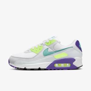 Women's Nike Air Max 90 Sneakers White / Platinum / Turquoise | NK148NYU