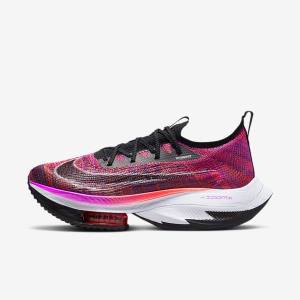 Women's Nike Air Zoom Alphafly NEXT% Flyknit Road Racing Running Shoes Purple / Red / Black / Black | NK937BVO