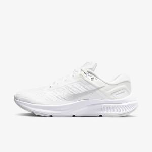 Women's Nike Air Zoom Structure 24 Road Running Shoes White / Platinum / Platinum / Metal Silver | NK697RLV