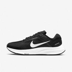 Women's Nike Air Zoom Structure 24 Road Running Shoes Black / White | NK803SLT