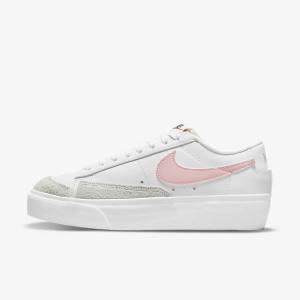 Women's Nike Blazer Low Platform Sneakers White / Black / Pink | NK965BEU