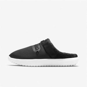 Women's Nike Burrow Slipper Sneakers Black / White | NK713AYN