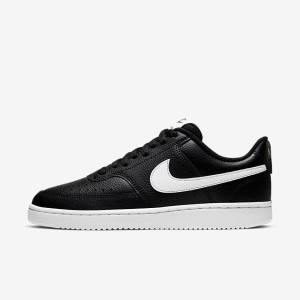 Women's Nike Court Vision Low Sneakers Black / White | NK395FON