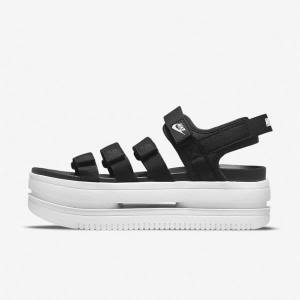 Women's Nike Icon Classic Sandals Black / White | NK768YNM