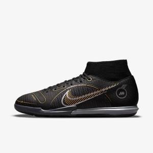 Women's Nike Mercurial Superfly 8 Academy IC Indoor-Court Football Shoes Black / Metal Silver / Grey / Metal Gold | NK817FJG