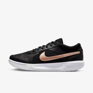 Women's Nike NikeCourt Zoom Lite 3 Tennis Shoes Black / White / Metal Red Brown | NK691UYB