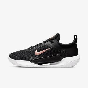 Women's Nike NikeCourt Zoom NXT Hard Court Tennis Shoes Black / White / Metal Red Brown | NK104LOH