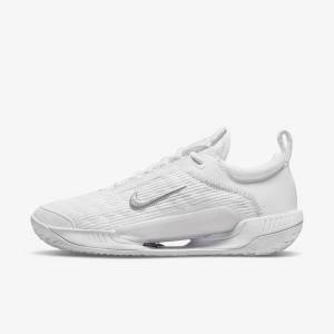 Women's Nike NikeCourt Zoom NXT Hard Court Tennis Shoes White / Grey / Metal Silver | NK512PNU