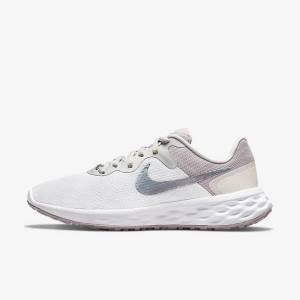 Women's Nike Revolution 6 Next Nature Premium Road Running Shoes White / Grey | NK695XUJ