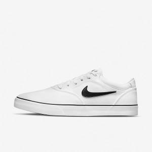 Women's Nike SB Chron 2 Canvas Skate Shoes White / Black | NK572KNY