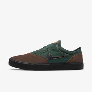 Women's Nike SB Chron 2 Skate Shoes Light Chocolate / Green / Orange / Black | NK438ZBK