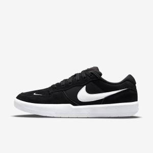 Women's Nike SB Force 58 Skate Shoes Black / White | NK528UWS